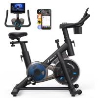MERACH Cyclette da Casa, Silenziosa Cyclette Professionale con Resistenza Regolabile, Schermo LCD, Sedile Comodo e Grande, App Proprietaria, Ideale per Aerobica Domestica, Capacità di Carico di 136 KG