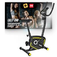 Diadora Fitness Lilly Evo, Cyclette Magnetica, Fino a 110 kg di Peso Unisex Adulto, Nero/Giallo a norma CE