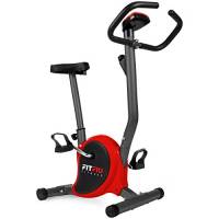 FITFIU Fitness BEST-100 - Cyclette stazionaria ultracompatta con disco inerziale da 5kg colore rosso, regolabile in 8 livelli, display LCD, pedali con cinghie, peso massimo 100kg